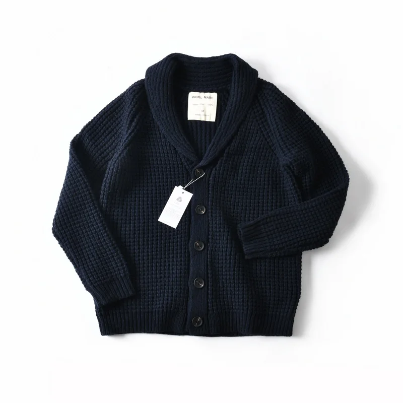 Eu Vintage 100% Wool Chunky Knit Sweater for Men - Yama-otoko Style Autumn Winter Loose Fit Casual Shawl Collar Cardigan Coat