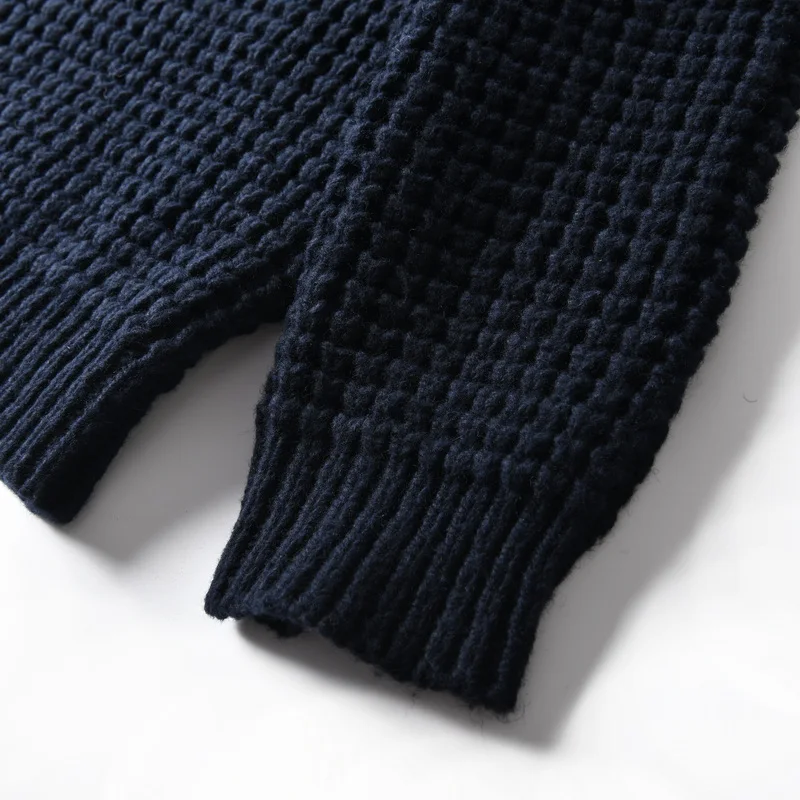 Eu Vintage 100% Wool Chunky Knit Sweater for Men - Yama-otoko Style Autumn Winter Loose Fit Casual Shawl Collar Cardigan Coat