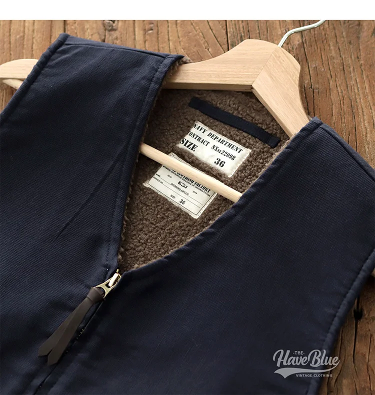 0403# Winter New American Retro Thickened Velvet Naval N1 Deck Vest Men's Fashion 40% Cashmere Washed Casual Cargo Waistcoat