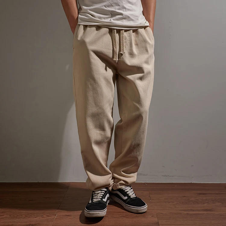 New straight-leg casual pants men's large size loose-fitting elastic waist sagging wide leg pants