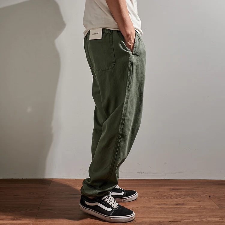 New straight-leg casual pants men's large size loose-fitting elastic waist sagging wide leg pants