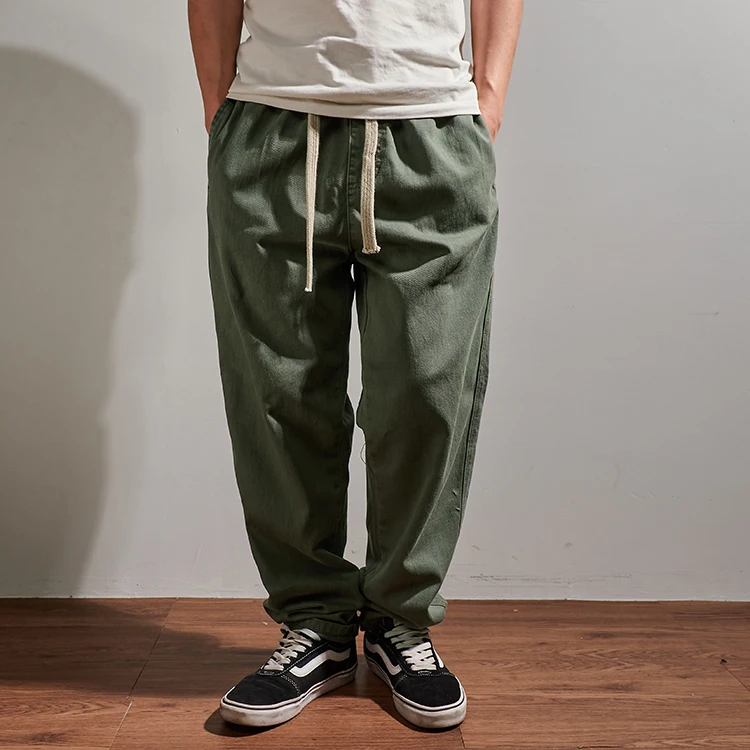 New straight-leg casual pants men's large size loose-fitting elastic waist sagging wide leg pants