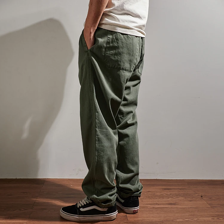 New straight-leg casual pants men's large size loose-fitting elastic waist sagging wide leg pants