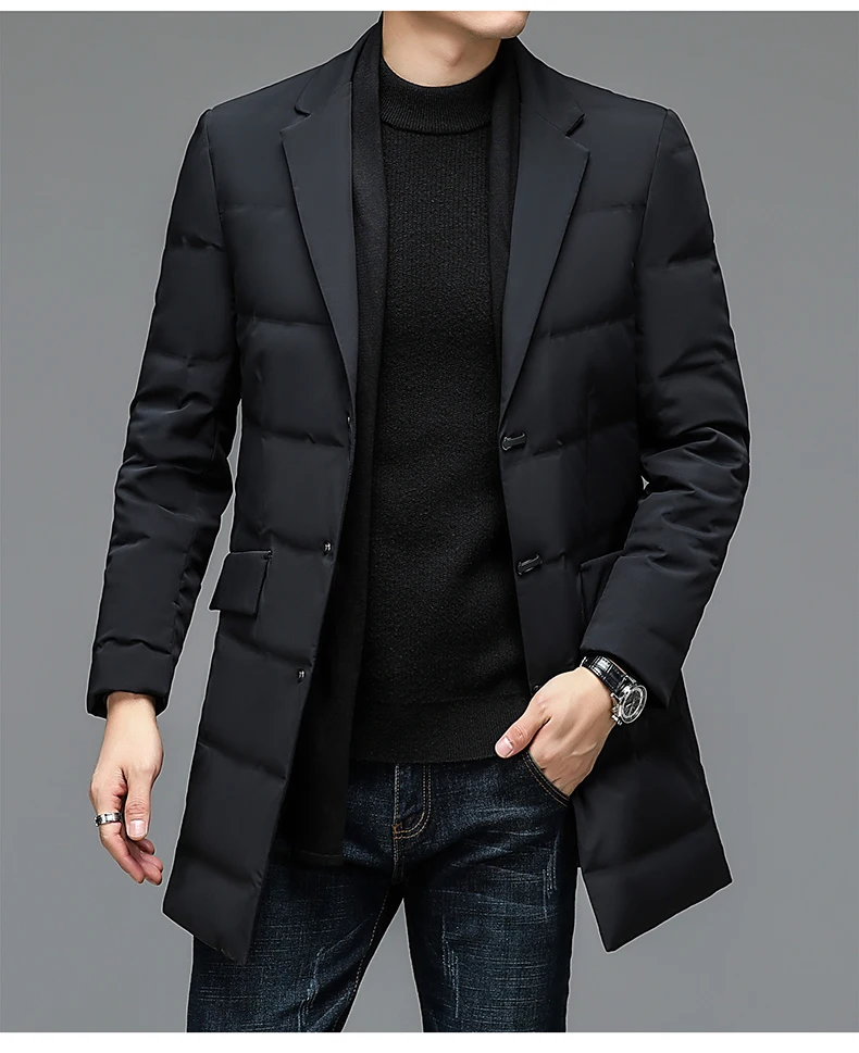 Men's Winter Fashion High-Quality down Jacket 90% White Duck down Warm Coat with Removable Scarf Suit Collar M-4XL Sizes