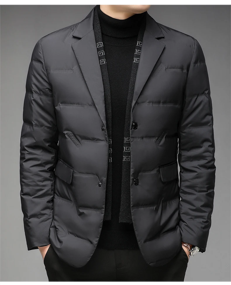 Men's Winter Fashion High-Quality down Jacket 90% White Duck down Warm Coat with Removable Scarf Suit Collar M-4XL Sizes