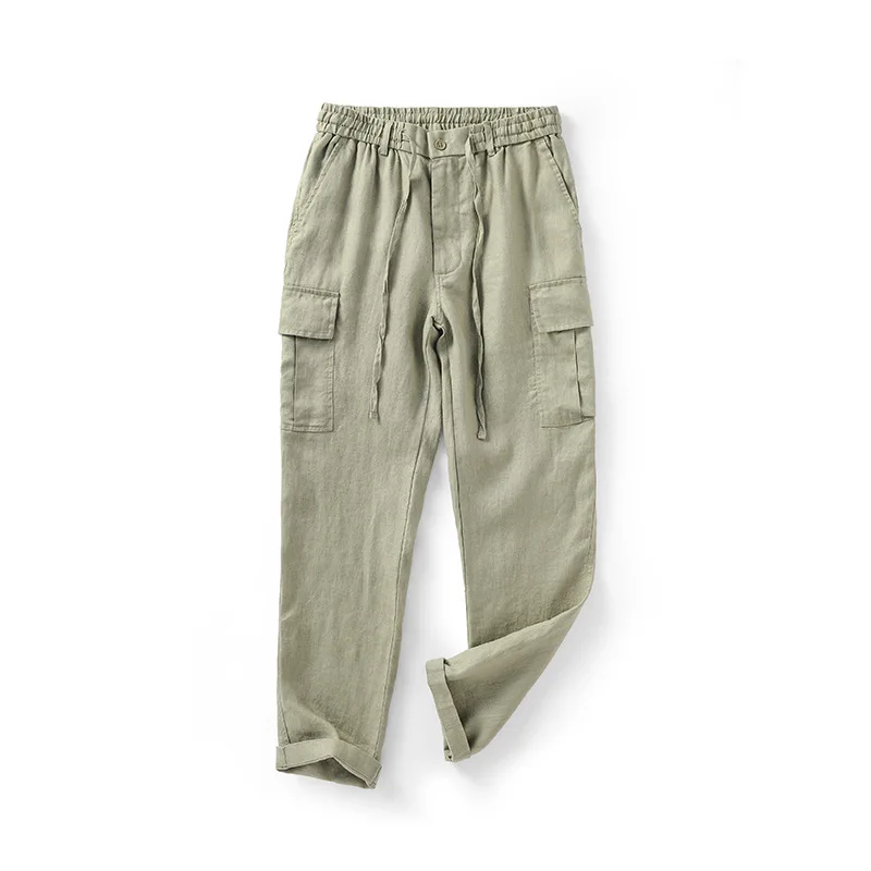2025 Spring New Linen Pants Mid-waist Loose Youth Breathable Linen Casual Pants