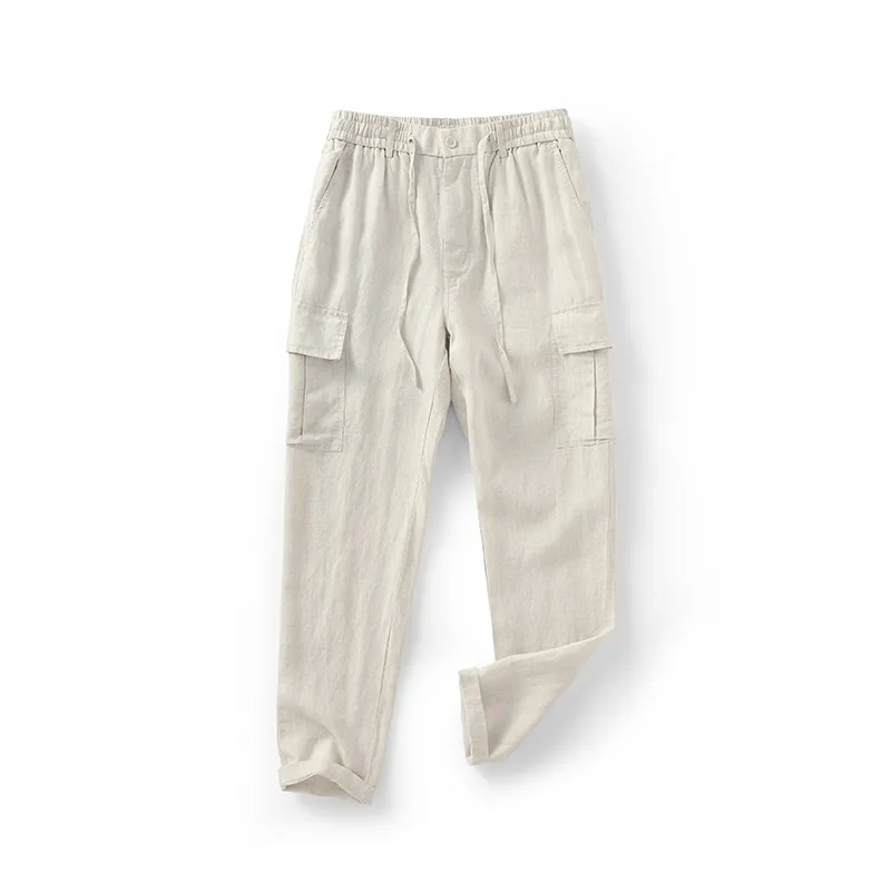2025 Spring New Linen Pants Mid-waist Loose Youth Breathable Linen Casual Pants