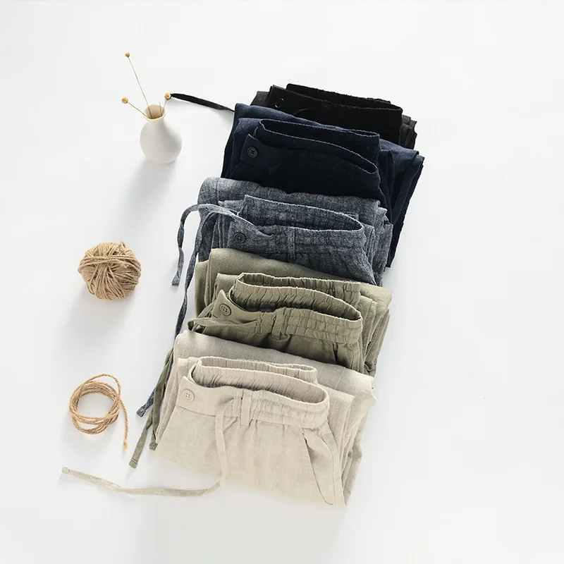 2025 Spring New Linen Pants Mid-waist Loose Youth Breathable Linen Casual Pants