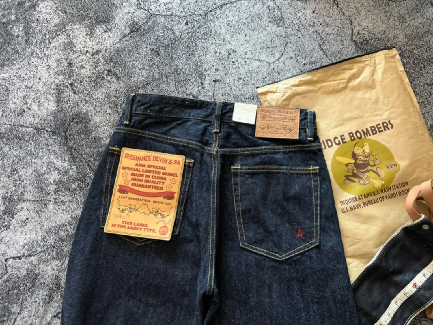 Indigo Heavyweight One Wash Raw Deep Blue Denim Jeans Men Autumn Spring Vintage Selvedge Hard Loose Straight Pants 100% Cotton