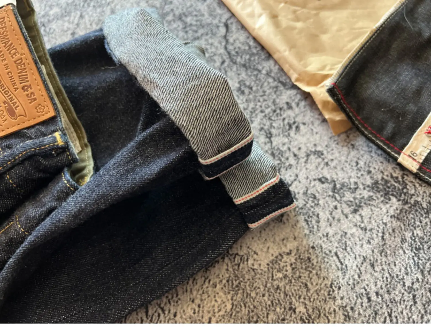 Indigo Heavyweight One Wash Raw Deep Blue Denim Jeans Men Autumn Spring Vintage Selvedge Hard Loose Straight Pants 100% Cotton