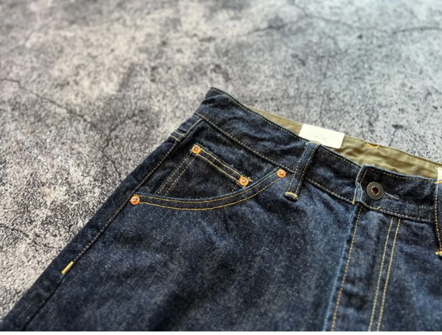 Indigo Heavyweight One Wash Raw Deep Blue Denim Jeans Men Autumn Spring Vintage Selvedge Hard Loose Straight Pants 100% Cotton