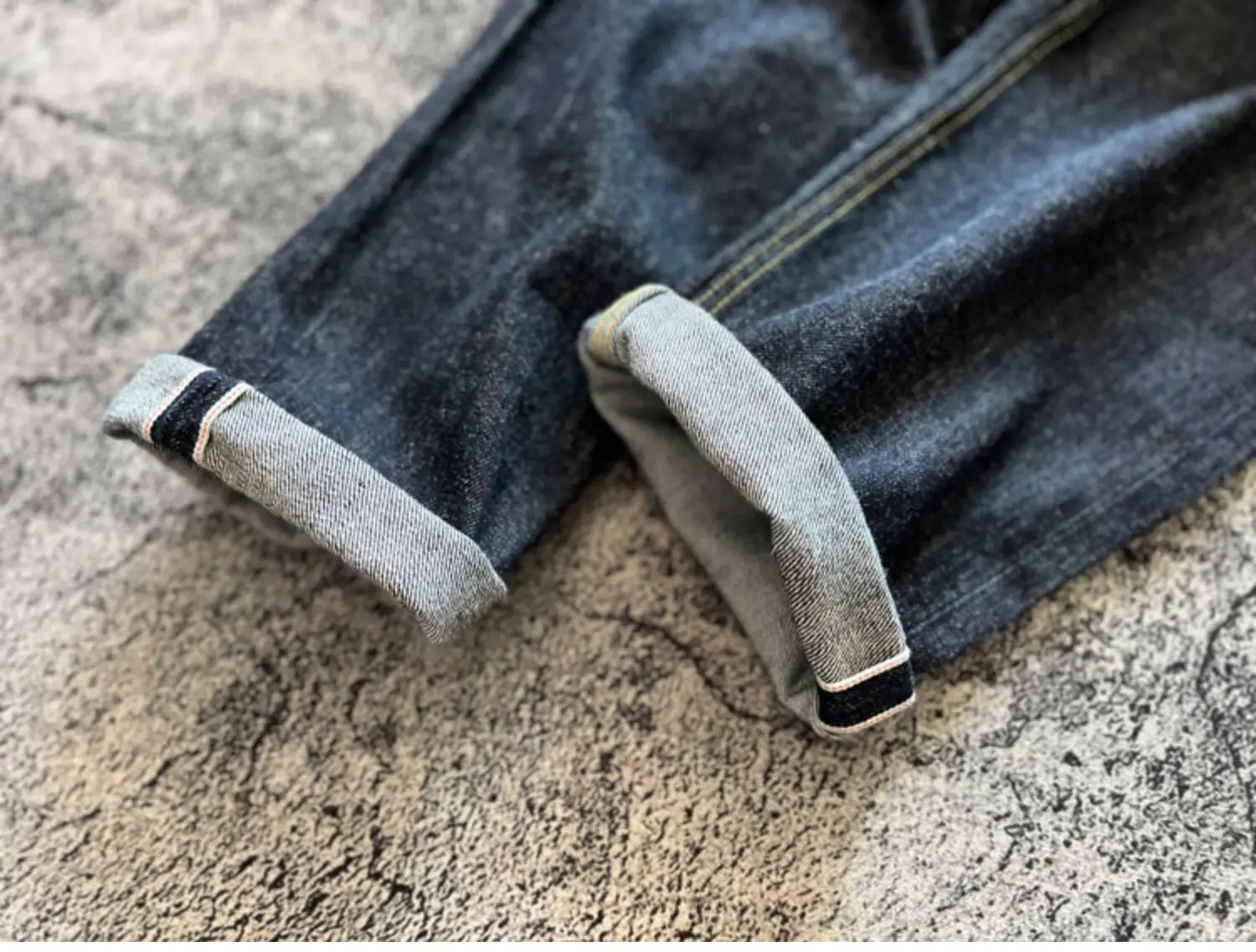 Indigo Heavyweight One Wash Raw Deep Blue Denim Jeans Men Autumn Spring Vintage Selvedge Hard Loose Straight Pants 100% Cotton
