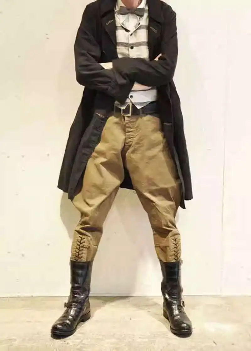 HKSH Spring Autumn New Men Tide Punk Vintage Knight Pants Motorcycle Casual American Twill Cotton Brushed Cotton Chic Ins HK4863