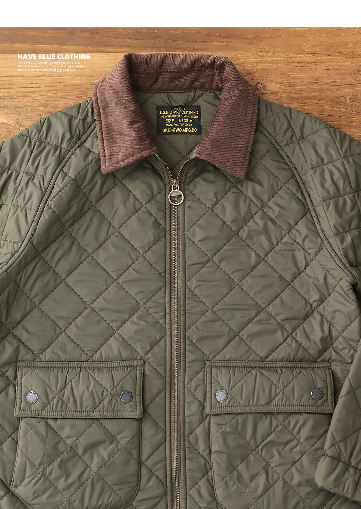 2024 Winter New American Retro Long Sleeve Lapel Dom Quilted Jacket Men's Simple 100% Polyester Thick Casual Multi-pocket Coat