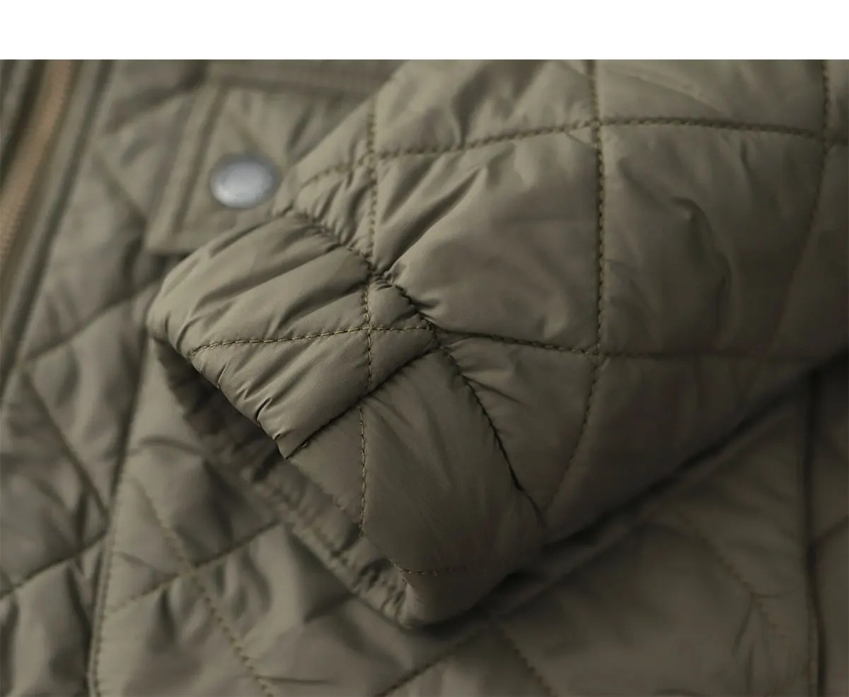 2024 Winter New American Retro Long Sleeve Lapel Dom Quilted Jacket Men's Simple 100% Polyester Thick Casual Multi-pocket Coat