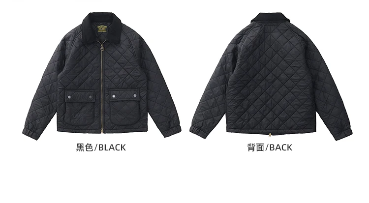 2024 Winter New American Retro Long Sleeve Lapel Dom Quilted Jacket Men's Simple 100% Polyester Thick Casual Multi-pocket Coat