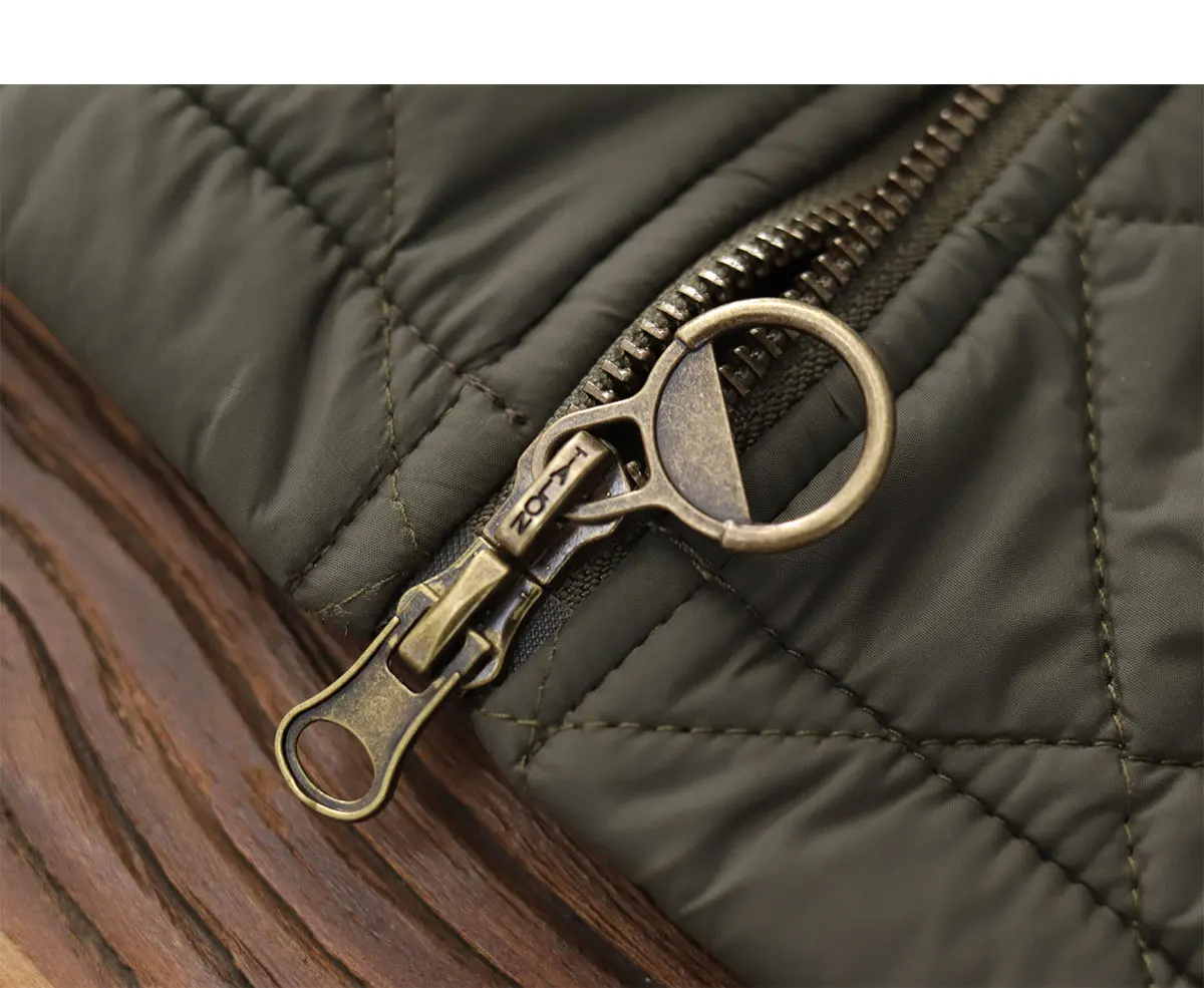 2024 Winter New American Retro Long Sleeve Lapel Dom Quilted Jacket Men's Simple 100% Polyester Thick Casual Multi-pocket Coat