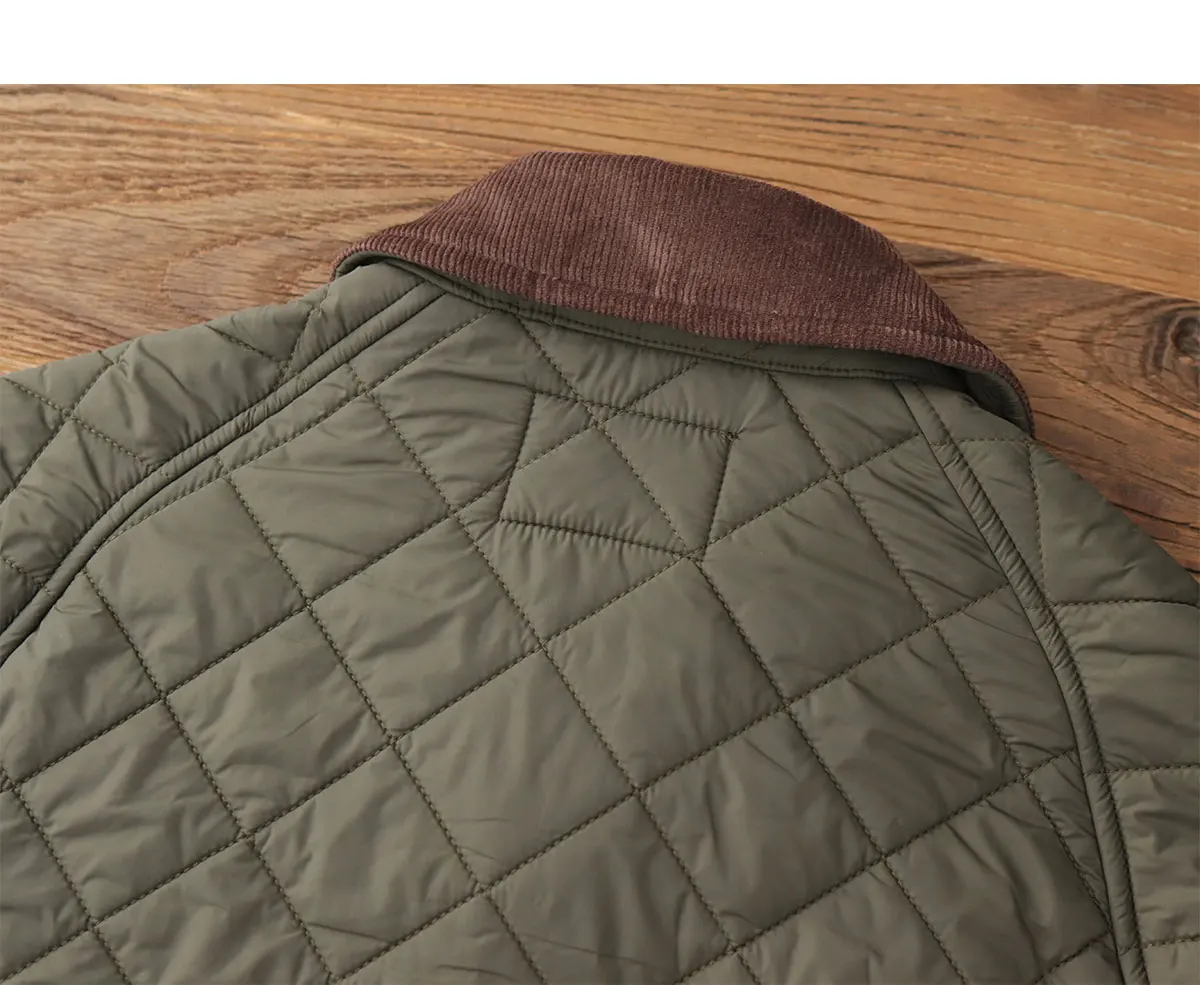 2024 Winter New American Retro Long Sleeve Lapel Dom Quilted Jacket Men's Simple 100% Polyester Thick Casual Multi-pocket Coat