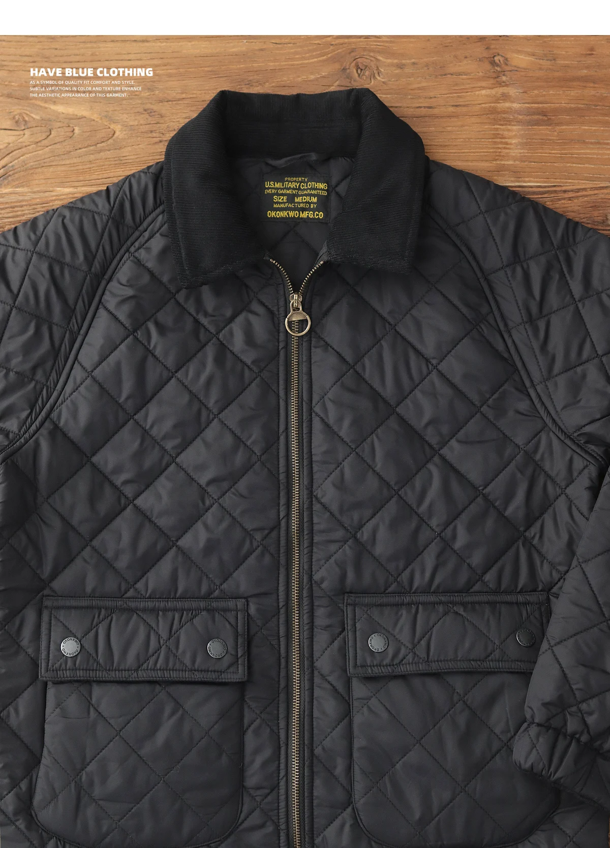 2024 Winter New American Retro Long Sleeve Lapel Dom Quilted Jacket Men's Simple 100% Polyester Thick Casual Multi-pocket Coat