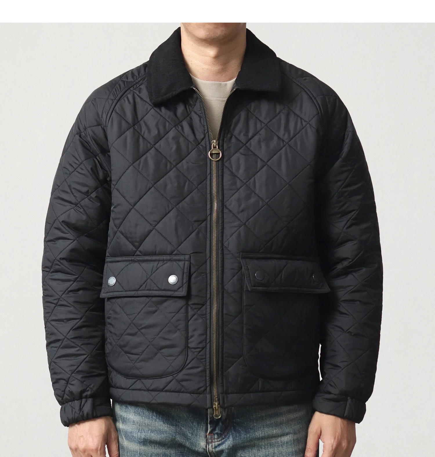 2024 Winter New American Retro Long Sleeve Lapel Dom Quilted Jacket Men's Simple 100% Polyester Thick Casual Multi-pocket Coat