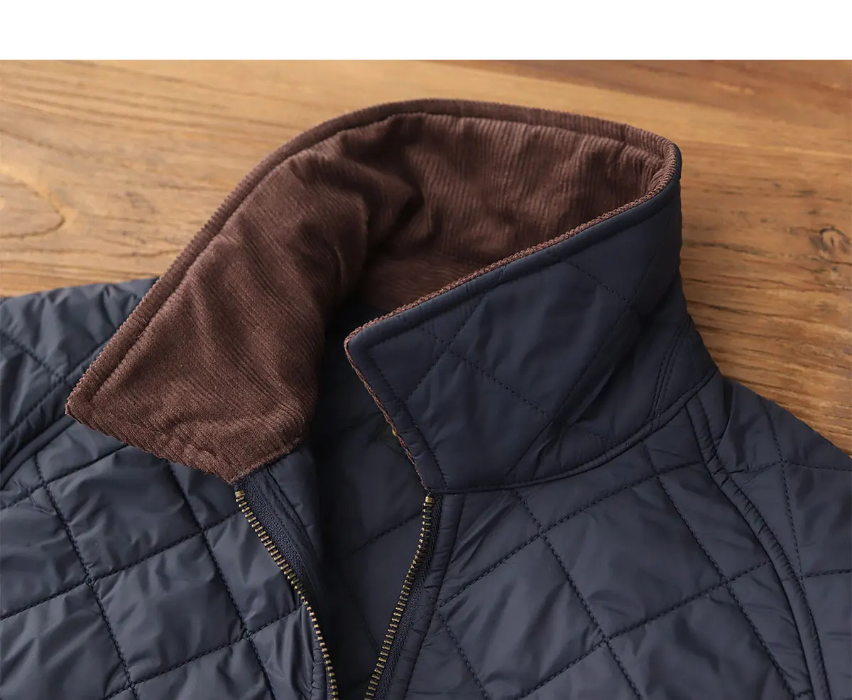 2024 Winter New American Retro Long Sleeve Lapel Dom Quilted Jacket Men's Simple 100% Polyester Thick Casual Multi-pocket Coat