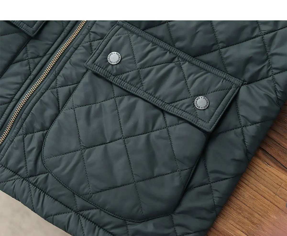 2024 Winter New American Retro Long Sleeve Lapel Dom Quilted Jacket Men's Simple 100% Polyester Thick Casual Multi-pocket Coat