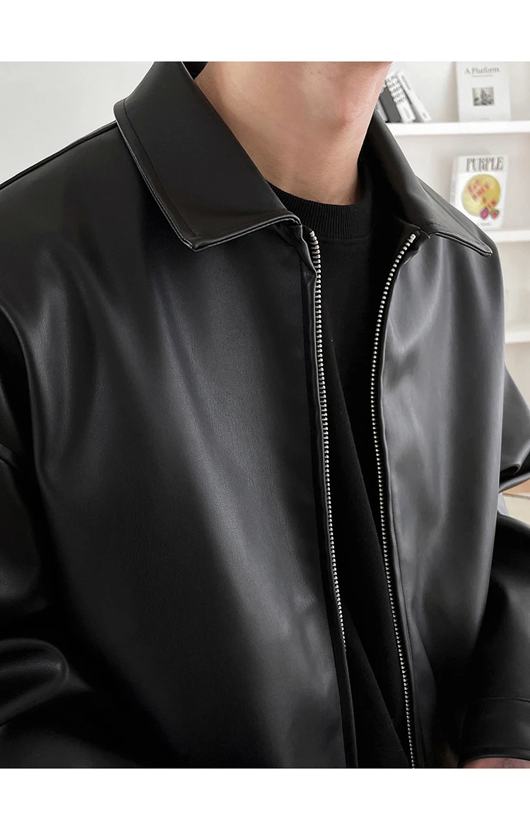 Mauroicardi Spring Autumn Cool Luxury Short Black Soft Light Pu Leather Jacket Men Zipper Casual Mens Jackets and Coats Fashion