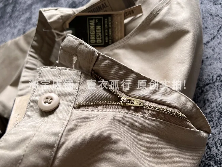 Spring/Autumn Men's Loose Straight Stretch Multi-Pocket Cargo Pants - Hong Kong Patchwork Casual Trousers Japanese Streetwear