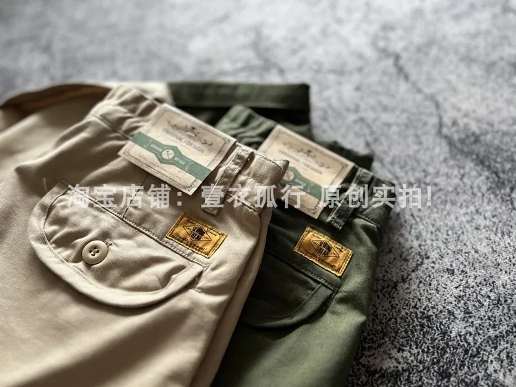 Spring/Autumn Men's Loose Straight Stretch Multi-Pocket Cargo Pants - Hong Kong Patchwork Casual Trousers Japanese Streetwear