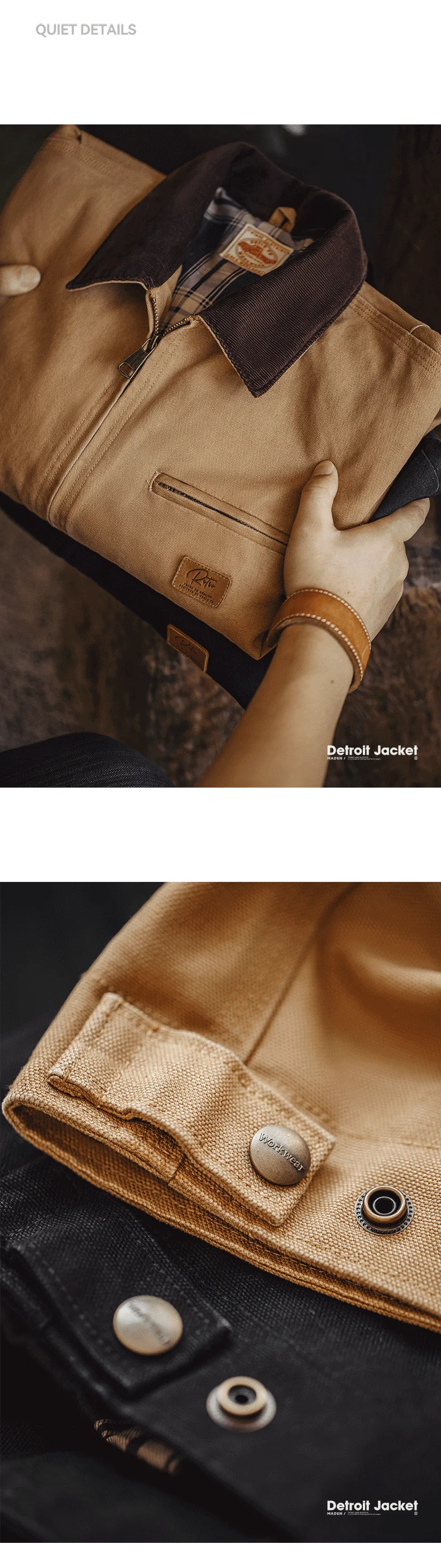 Maden Retro Interstellar Same Style J001 Jacket Canvas Detroit Hunting Jacket Heavyweight Pocket Work Jacket Lapel Collar Coat
