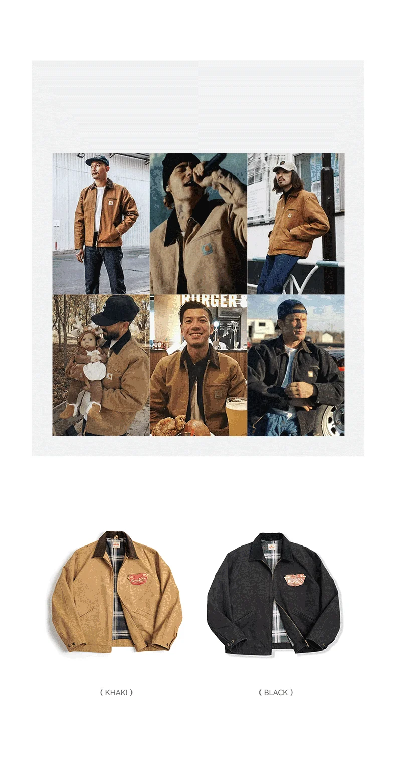 Maden Retro Interstellar Same Style J001 Jacket Canvas Detroit Hunting Jacket Heavyweight Pocket Work Jacket Lapel Collar Coat