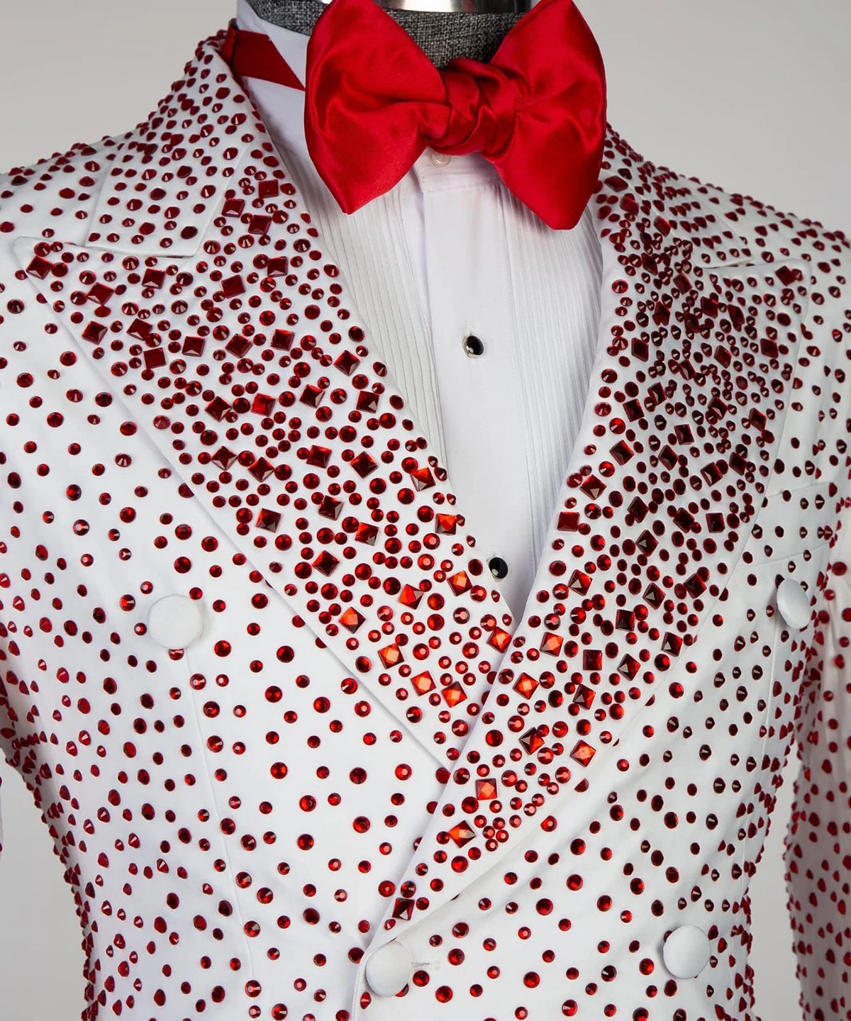 Men's Suits Tailored One Piece Sequins Blazer Peaked Lapel One Button Sparkly Wedding Slim Red Diamonds Custom Made Plus Size