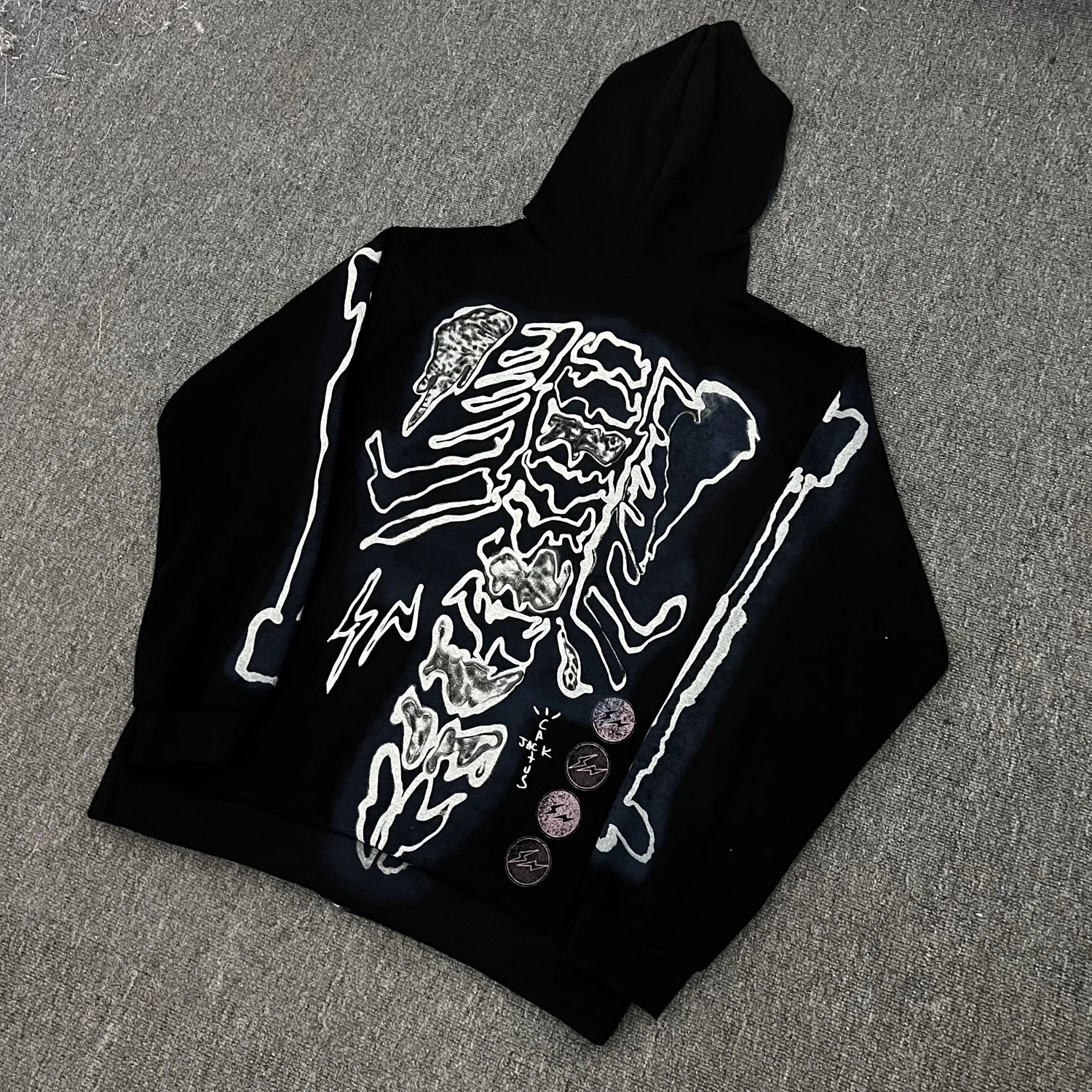 Cactus Jack Baggy Skull Skeleton Hoodie Zip Up Plush Pullover Cardigan Oversized Zipper Hoodies Y2k Streetwear Men Clothes