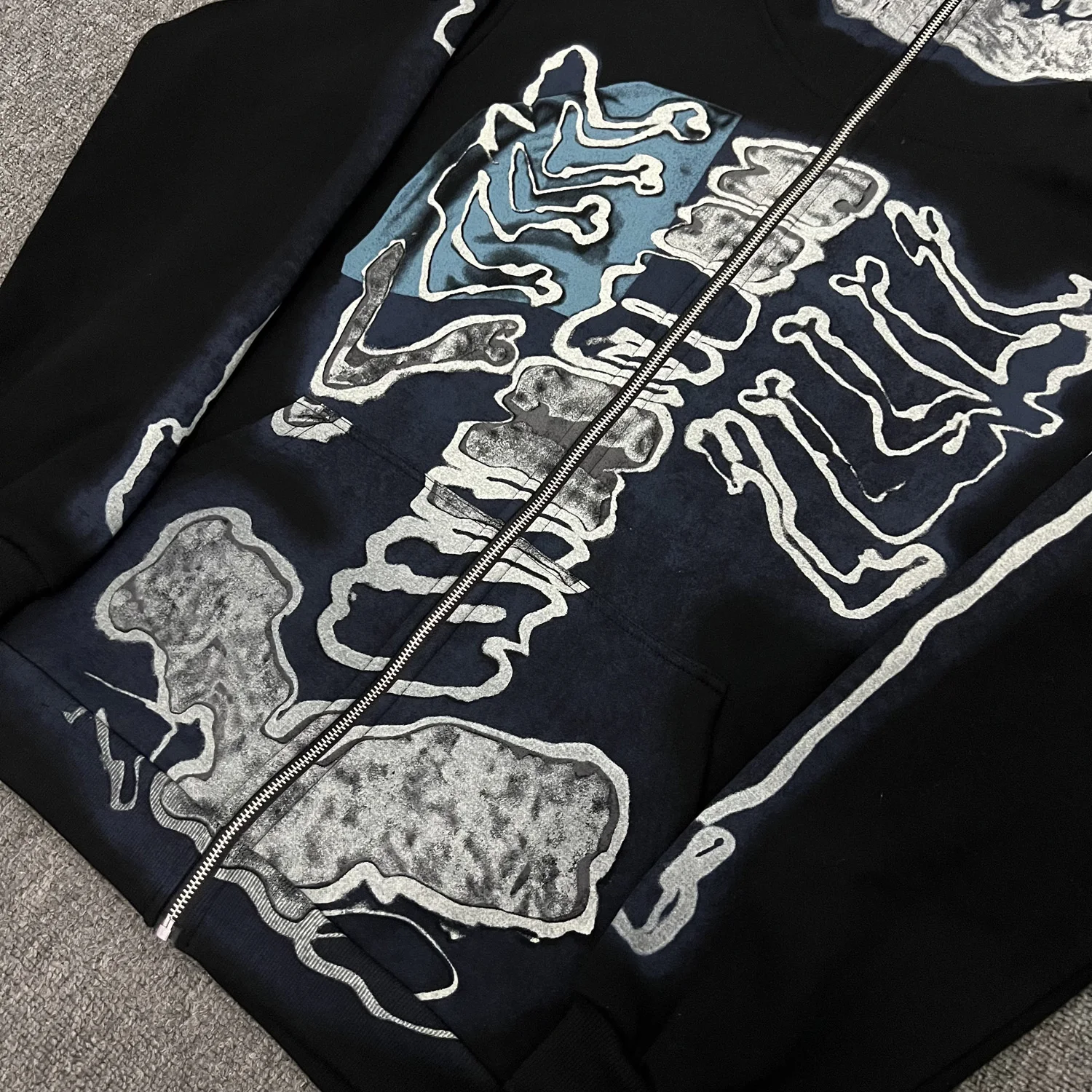 Cactus Jack Baggy Skull Skeleton Hoodie Zip Up Plush Pullover Cardigan Oversized Zipper Hoodies Y2k Streetwear Men Clothes