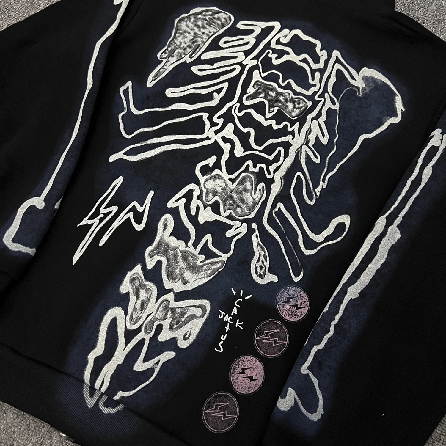 Cactus Jack Baggy Skull Skeleton Hoodie Zip Up Plush Pullover Cardigan Oversized Zipper Hoodies Y2k Streetwear Men Clothes