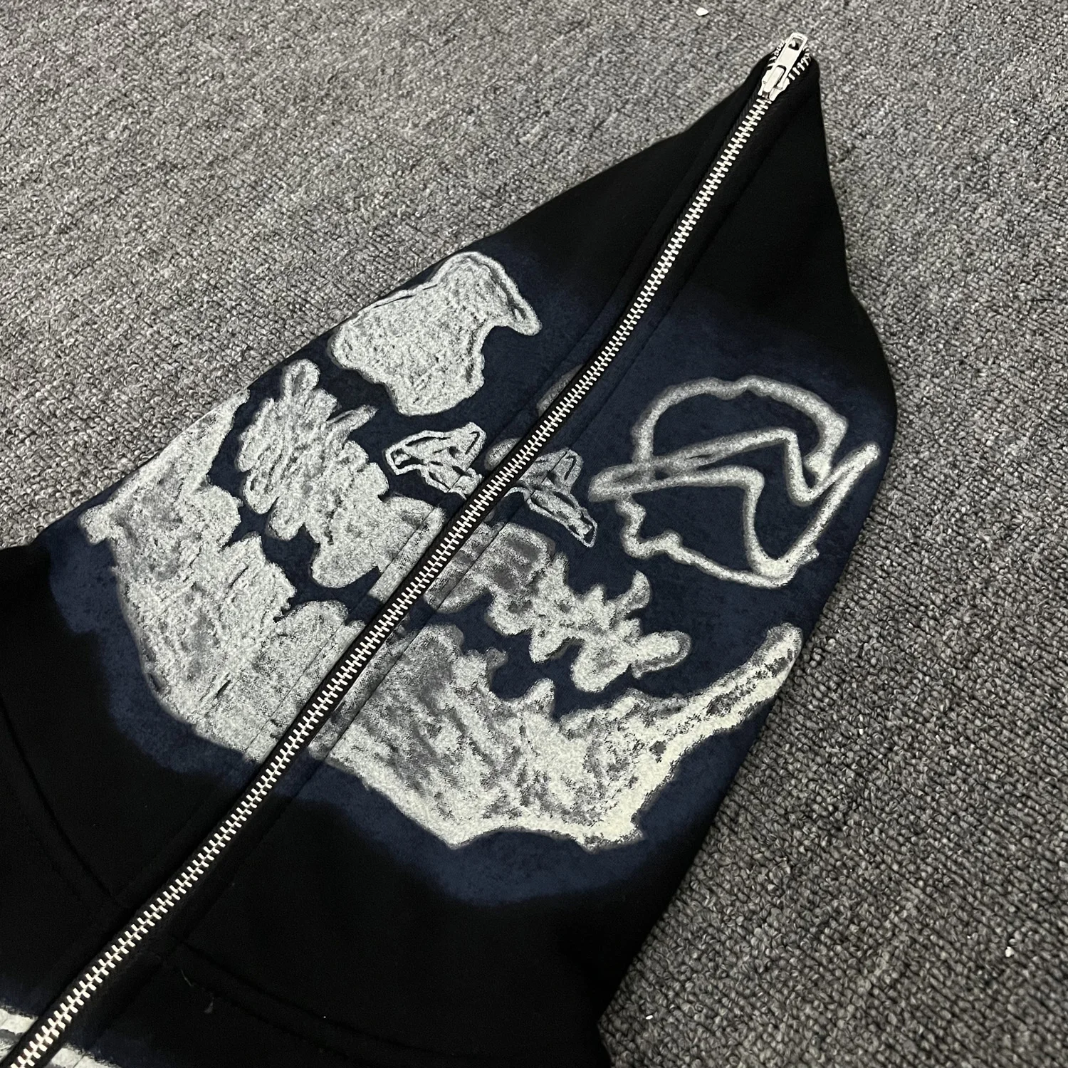 Cactus Jack Baggy Skull Skeleton Hoodie Zip Up Plush Pullover Cardigan Oversized Zipper Hoodies Y2k Streetwear Men Clothes