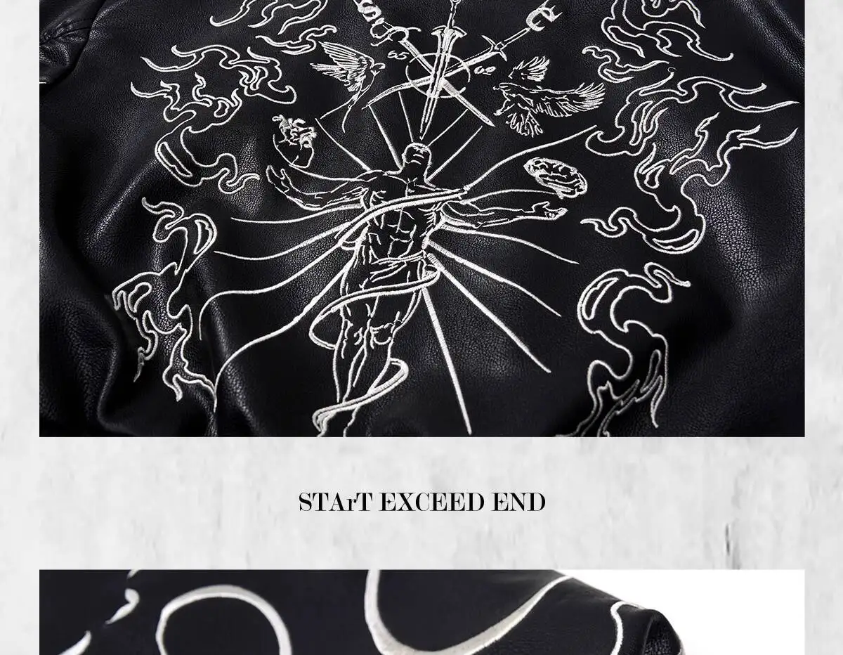 LUZHEN 2025 New Personalized Pattern Printed Motorcycles Leather Jacket Men's Fashion Streetwear High Quality Male Coat JY3320