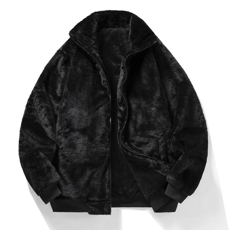 YJKVUR Men's Jacket 2025 Winter New Thick Warm Double-Sided Fleece Lined Windproof Outerwear for Cold Weather Soft Comfortable 