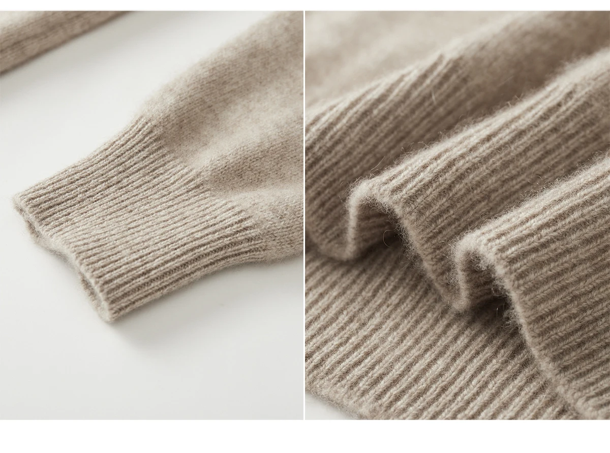 New Men 100% Merino Wool Sweater Long Sleeves Stand-up Collar Pullover Cashmere Soft Disk Buckle Clothing Warm Leisure Men's Top