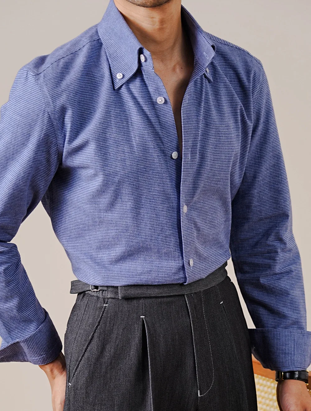 100% Pure Cotton Italian Style Large Pointed Collar Long Sleeve Shirt Men Casual Business Gentleman Commuter Camiseta Masculina