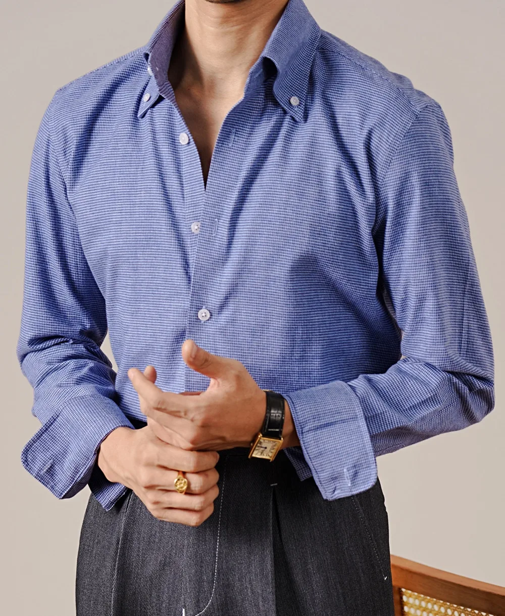 100% Pure Cotton Italian Style Large Pointed Collar Long Sleeve Shirt Men Casual Business Gentleman Commuter Camiseta Masculina