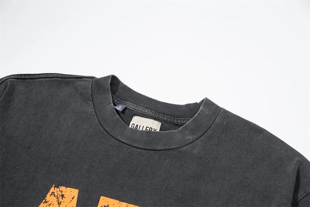 Gallery Dept ATK letter print cotton T-shirt summer washing water old loose round neck short sleeve
