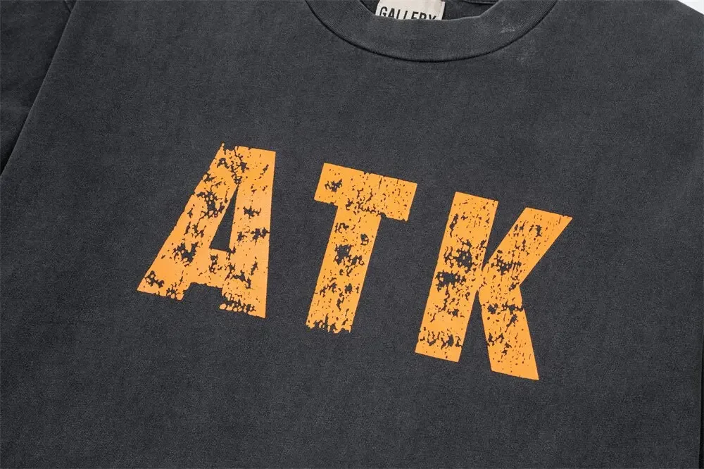 Gallery Dept ATK letter print cotton T-shirt summer washing water old loose round neck short sleeve