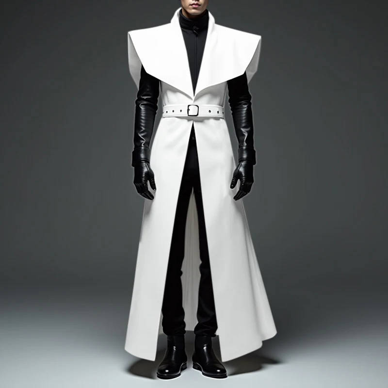 Men Long Style Trench Lapel Sleeveless Solid Color Streetwear Casual Male Cardigan With Belt 2025 Fashion Coats S-5XL INCERUN