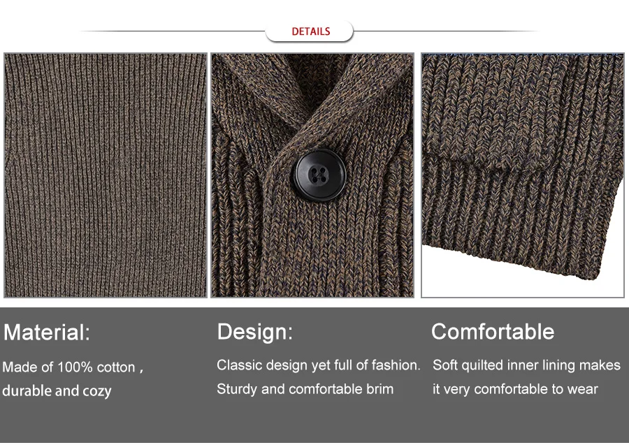 VOBOOM Samll Size S M Mens Shawl Collar Cardigan Sweater Button Down Ribbed Knit Sweaters Chunky Casual Cardigan with Pockets