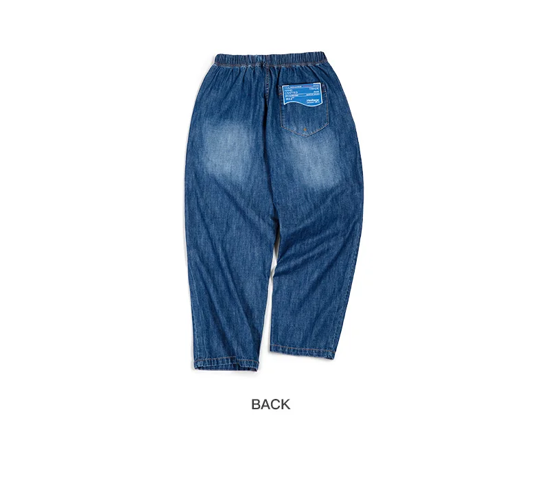 Maden Men Loose Casual Jeans 7.8OZ Washed Denim Mid Rise Stretchless Wide Leg Straight Pants Hombre Blue Jeans Plus Size