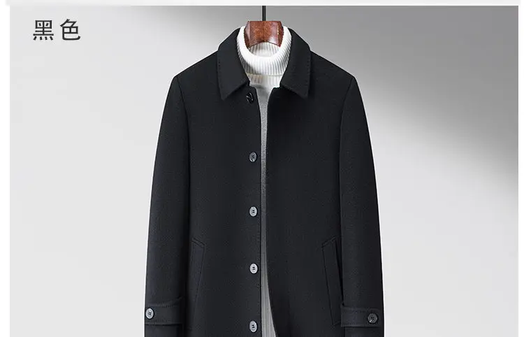 2026 New 100% Wool Outdoor Fashion Gentleman Business Casual Slimming Men's Detachable Down Inner Long Double-sided Wool Coat