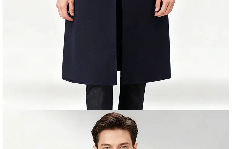 2026 New 100% Wool Outdoor Fashion Gentleman Business Casual Slimming Men's Detachable Down Inner Long Double-sided Wool Coat