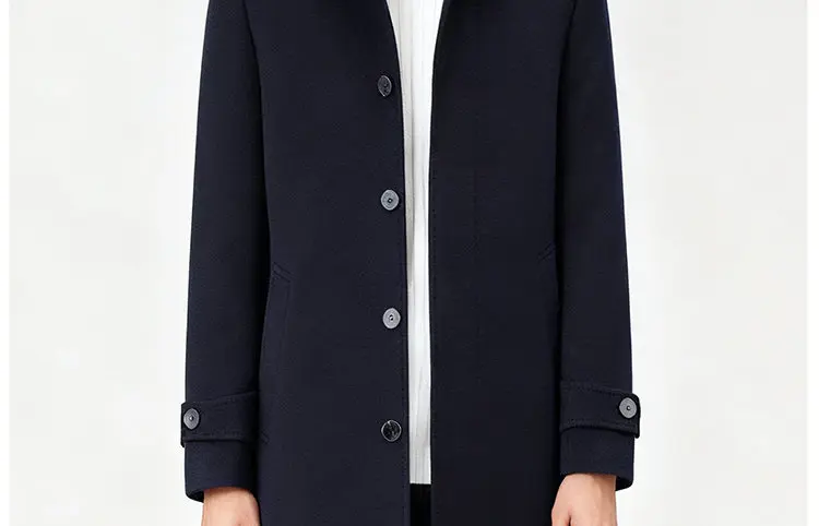 2026 New 100% Wool Outdoor Fashion Gentleman Business Casual Slimming Men's Detachable Down Inner Long Double-sided Wool Coat