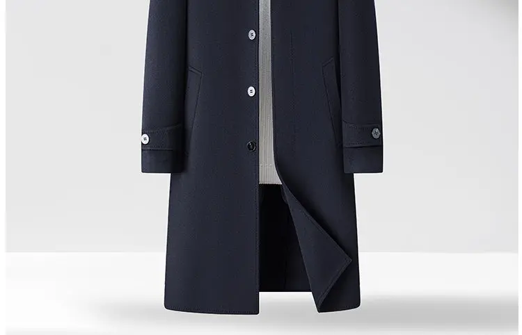 2026 New 100% Wool Outdoor Fashion Gentleman Business Casual Slimming Men's Detachable Down Inner Long Double-sided Wool Coat
